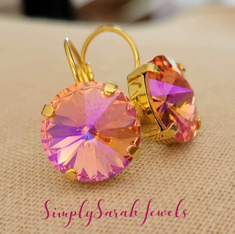 Austrian Crystal Earrings in Gold